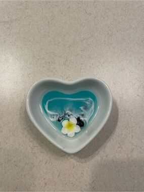 Handmade Heart Ceramic Dish with Turquoise Resin